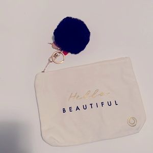 Hello Beautiful linen makeup bag